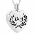 Poliertes herzförmiges Edelstahl-Tierurnen-Halsband für Asche mit Hundeaufdruck Design - Hund Stil