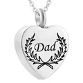 Herzförmiger Edelstahl-Urnen-Anhänger für Asche mit Dad-Gravur Gedenkschmuck Kette - Papa Stil (DaD)