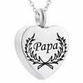 Herzförmige Urnen-Halskette aus Edelstahl für Asche mit Papa Gravur in Silber Optik - Papa Stil