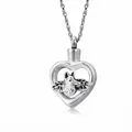 Heart-shaped stainless steel pet cremation urn necklace with German Shepherd dog detail - Heart German Shepherd Relief