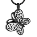 Elegant butterfly-shaped stainless steel cremation urn pendant with black snake chain. - Butterfly Design