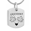 Engraved Grandma memorial urn necklace made of durable silver stainless steel for ashes - Grandma