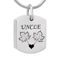 Stainless steel memorial urn pendant necklace with engraved Uncle and heart design - Uncle