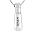 Silver stainless steel baseball bat urn necklace with Grandma engraving - Grandma