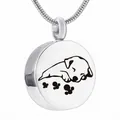 Collar de urna para mascotas con diseño de cachorro durmiendo y huellas de patas - Collar Corazón Huella (Con Herramienta y Bolsa)