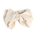Vintage cream oversized bow headband made of soft elastic ribbed cotton hair accessory - Off-White