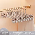 Premium gray non-slip clothes hangers with clips for pants and skirts wardrobe storage - Wider Style / Premium Grey