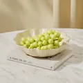 Small cream beige petal-shaped fruit bowl for elegant home living room table decor - Petal Style / Small (20x20x4.5cm)
