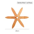 Natural bamboo wood leaf-shaped heat resistant kitchen trivet pad 20cm diameter - Leaf / 20cm / Bamboo Wood
