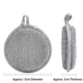Grey round dishwashing scouring pad with dimensions: 13cm diameter and 3cm thickness - Extra Thick / 1 Piece / Gray with Silver Wire