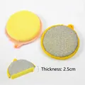 Durable double-sided yellow and silver kitchen dishwashing sponge with 2.5cm thickness - Extra Thick / 5 Pieces / Yellow With Silver Wire