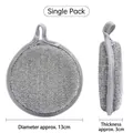 Silver double-sided scouring pad sponge for kitchen cleaning, round with loop, 13cm - Extra Thick / 5 Pieces / Gray with Silver Wire