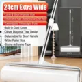 24cm wide lint roller with extendable long handle for floor and bed hair removal - Extendable Pole 24cm Width Set (1 Roll 60 Sheets)