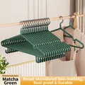 Matcha green non-slip wide shoulder plastic-coated hangers for clothes - Thickened (45g) / Upgraded with Hook - Green