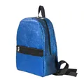 Detailweergave van een blauwe glitter mini rugzak voor kinderen met ritsvakken - Saffierblauw