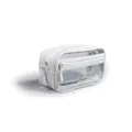 Vista detallada de un neceser de viaje transparente de PVC blanco e impermeable - Estilo Transparente de Doble Cara / Blanco