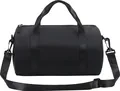 Close-up of waterproof black cylindrical gym and dance bag with shoulder strap - S / Black
