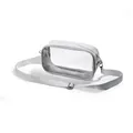 Bolsa de aseo de viaje portátil de PVC transparente blanco impermeable con correa ajustable - Estilo de Correa de Hombro Transparente de Doble Cara / Blanco