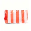 Neceser de PVC brillante con rayas naranjas y rosas y elegante tirador de borla lateral - Rayas Rojo Rosa