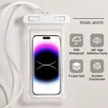 High-quality pearl white waterproof phone pouch with IPX8 rating and touch screen support - Air Cushion Style / White