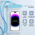 Sky blue universal waterproof phone pouch for swimming with sensitive touch screen window - Blue (Airbag Model)