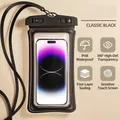 Classic black waterproof phone pouch with lanyard for swimming, diving and sensitive touch - Air Cushion Style / Black