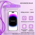 Purple waterproof phone pouch for swimming with IPX8 rating and touch screen support. - High Transparency Airbag Style / Purple (Airbag Model)