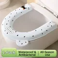 Universelle wasserdichte EVA-Toilettensitzauflage mit süßem Katzenmuster-Design - U-Form Welpe Graublau