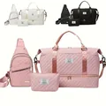 3-piece travel bag set including large duffel, sling bag and pouch in various colors - Pink