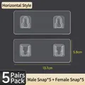 Set of 5 pairs heavy duty horizontal adhesive snap hooks for non-drill picture hanging - Horizontal / 5 Pairs Pack (Extra Large) / Clear