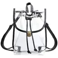 Gedetailleerde weergave van transparante PVC-rugzak met zwarte bies en gouden gespsluiting - 40 Zijde PVC / Zwart