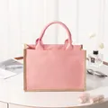Elegante bolso tote rosa de algodón y yute con forro impermeable y asas muy resistentes - Rosa