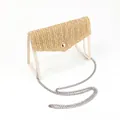 Detalle de bolso bandolera de PVC transparente con solapa de paja y cadena plateada - Estilo Cadena (Beige) / 20*9*15CM
