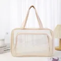 Grote transparante mesh toilettas voor zwemmen en reizen in beige kleur stijl - 37x13x24cm / Beige