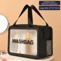 Grote zwarte wastas met dubbele laag en afmetingen 31x15x21cm - L / Zwart