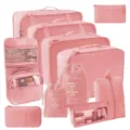 Rosa Reisegepäck-Organizer-Taschen-Set mit Netzfenstern und Reißverschlüssen - 7-teiliges Set / Rosa