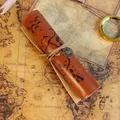 Astuccio rotolabile vintage in pelle PU con design mappa del tesoro - Marrone