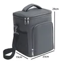 Large gray insulated lunch bag with top handle and adjustable shoulder strap for picnic - Shoulder Strap High Model / 23x19x28cm / Gray