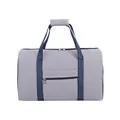Large capacity blue striped seersucker travel bag for gym, sports and weekend trips - Navy Blue
