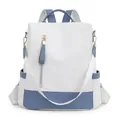 Stijlvolle anti-diefstal rugzak voor dames in kleurblokken voor school en reizen - Blauw & Wit
