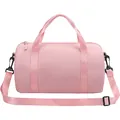 Front view of a minimalist pink travel duffel bag with adjustable shoulder strap - S / Pink