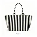 Grote gestreepte canvas tas voor dames met een klassiek zwart-wit gestreept ontwerp - Zwart-witte Strepen