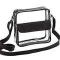 Borsa a tracolla trasparente in PVC per stadio con cinturino nero e tasca frontale - Taglia S / Trasparente