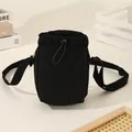 Lightweight black nylon drawstring crossbody bag for outdoor sports and phone storage - Black