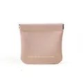 Compact dusty rose faux leather storage pouch with automatic spring closure for lipstick - S / Pink