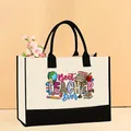 Bolso tote de lona para maestra con colorido estampado - 43*13.5*30.5cm / Estilo Mejor Maestro (Teacher-2)