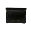 Portable black PU leather self-closing pouch for earphones with gold lettering - L / Black