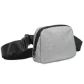 Stylish silver glitter waist bag with adjustable black strap for crossbody use - Silver