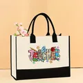 Bolso tote grande de lona con estampado artístico de Teacher y asas negras resistentes - 43*13.5*30.5cm / Estilo Maestro Artístico (Teacher-5)