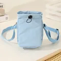 Lightweight light blue nylon drawstring crossbody phone bag for travel and outdoor - Sky Blue